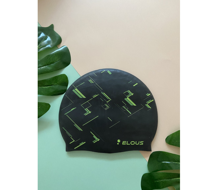 Шапочка для плавания "Elous" BIG Matrix, силиконовая, чёрно-зелёная